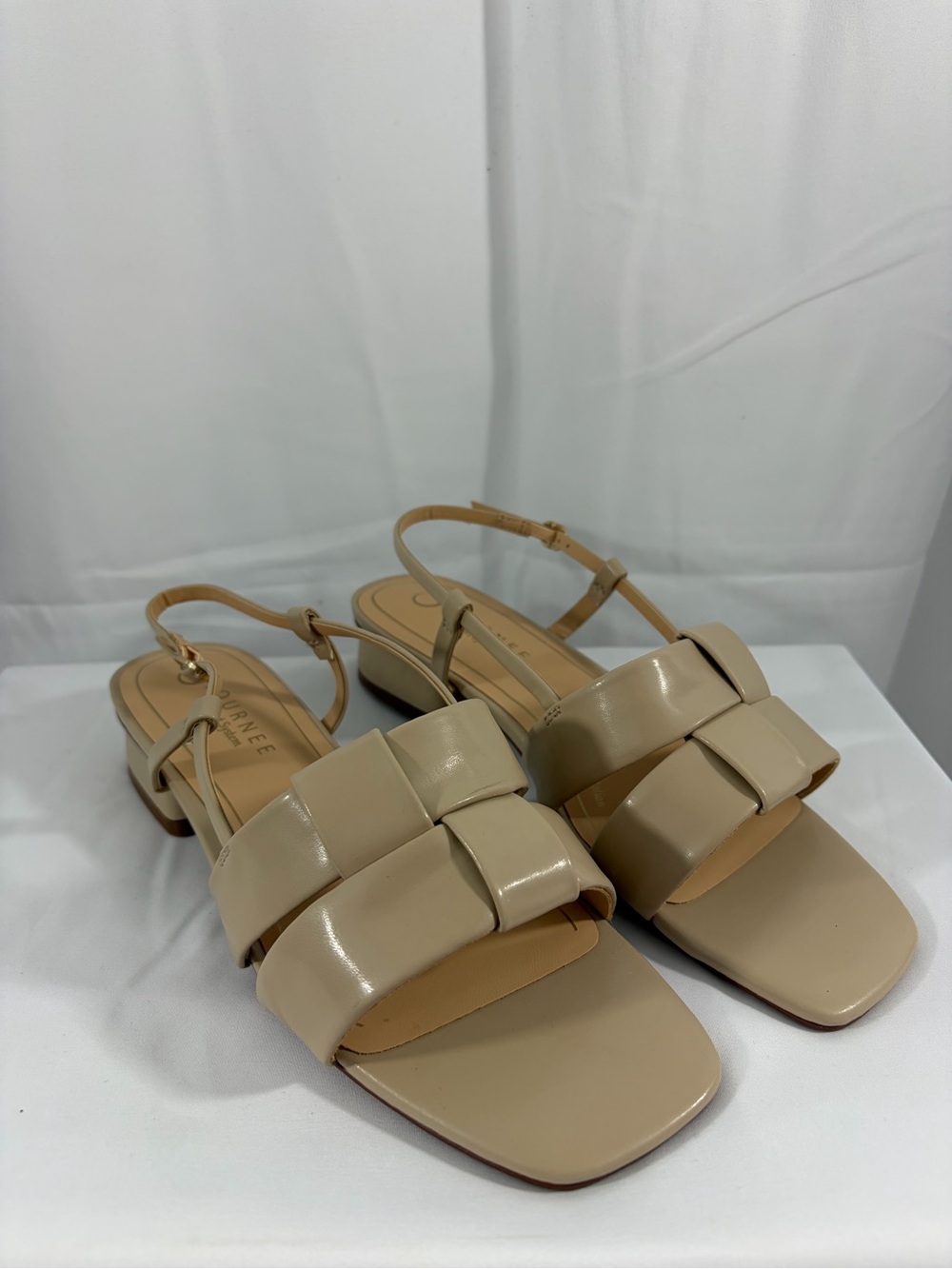 NWT Journee Women's Size 9W Beige Braided Strap Slingback Sandals